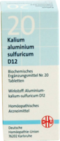 DHU Schüssler Salz Nr. 20 Kalium aluminium sulfuricum D12, 80 Tabl.